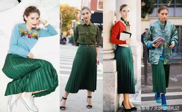 不同颜色百褶裙穿搭春天,不同身高百褶裙长度