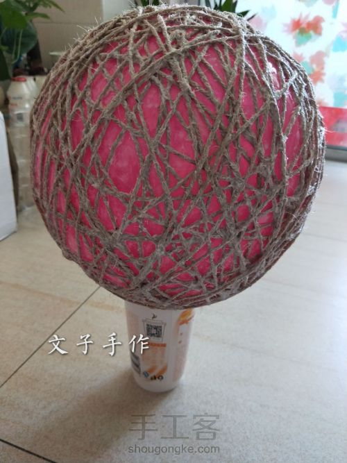 diy精美的创意手工吊灯灯罩教程,麻绳灯罩效果图