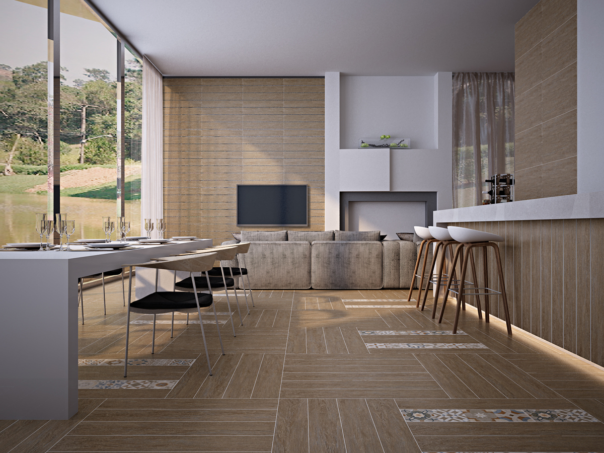 仿古木纹砖优缺点,仿木纹地砖600*600效果图