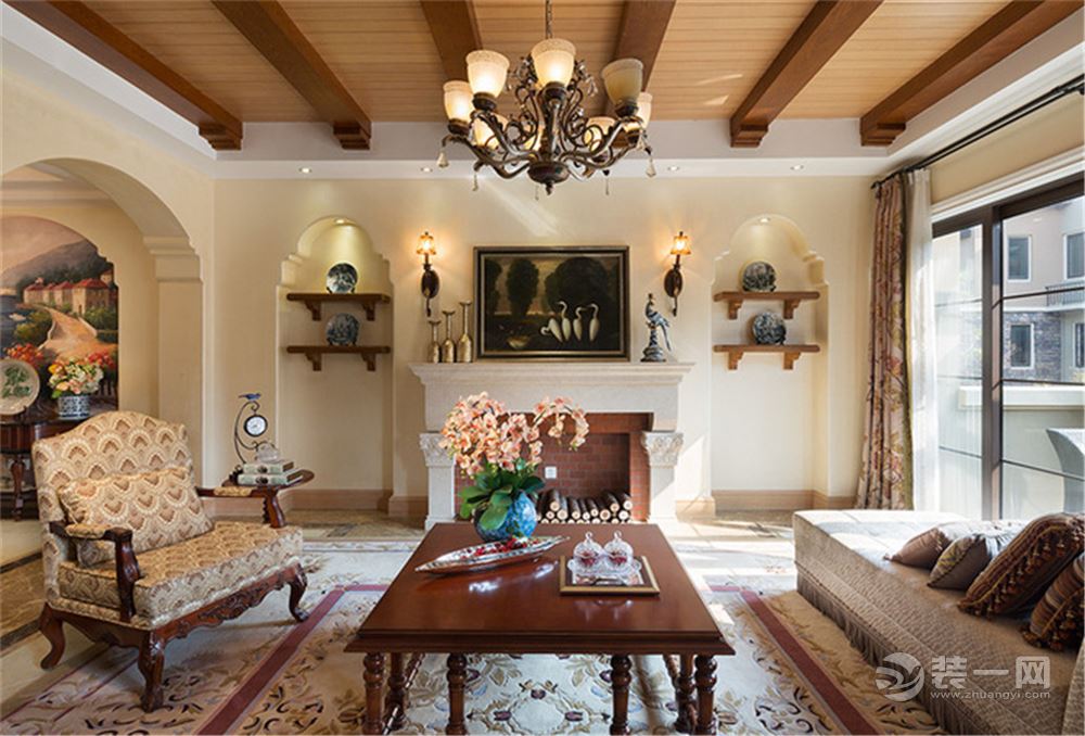 美式临湖别墅效果图,美式别墅外观石材效果图