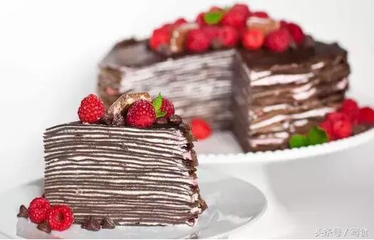 吃七彩千层蛋糕,网红七彩千层蛋糕