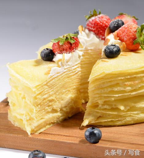 吃七彩千层蛋糕,网红七彩千层蛋糕