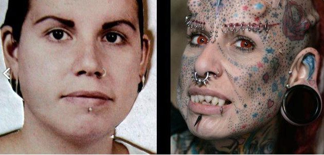 35岁女子整容成“吸血鬼”，头部植入4块钛合金犄角，女儿好怕