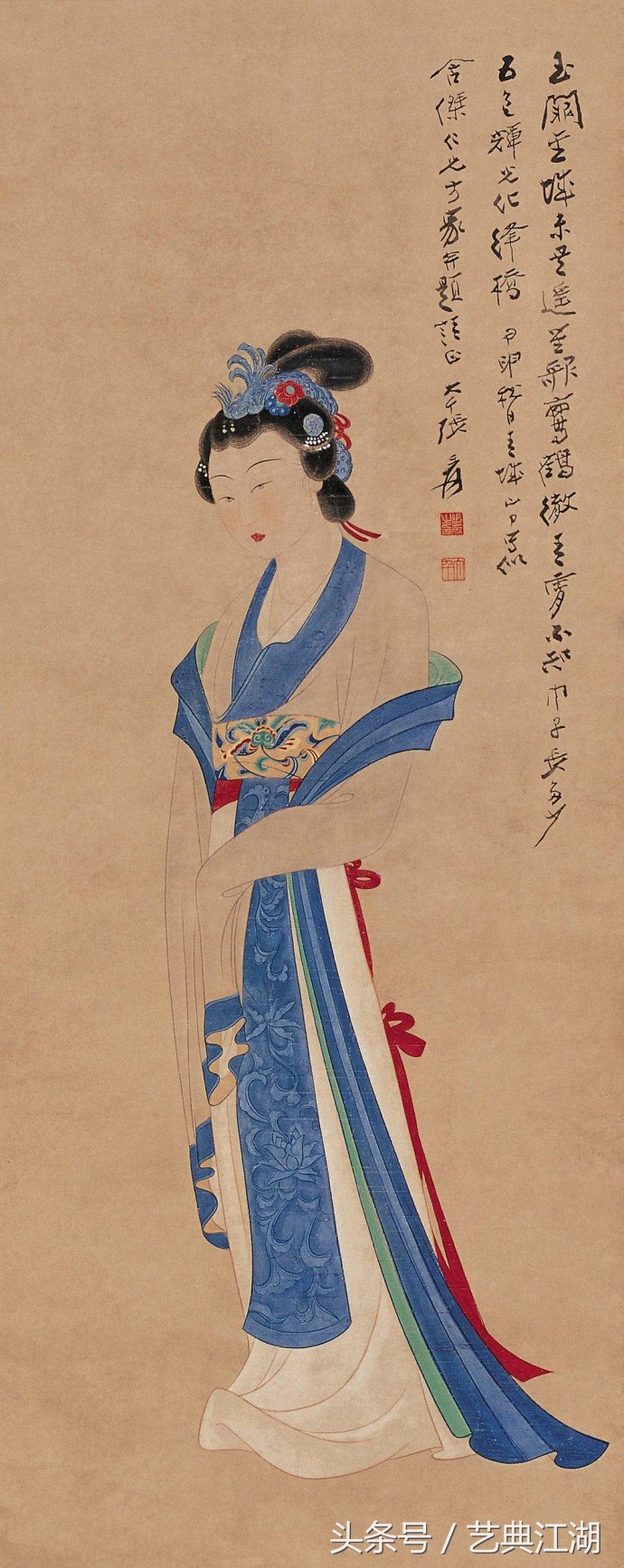 中国历代绘画大师长卷经典仕女图,国画大师的仕女图精品