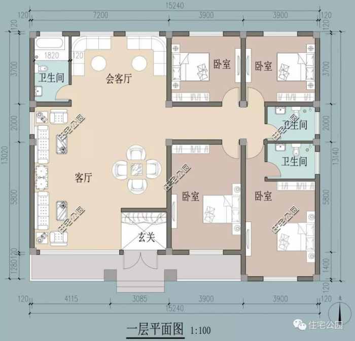 农村平层自建房宅基地窄小,农村宅基地平层设计图