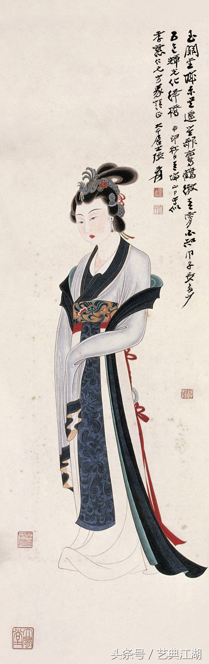 中国历代绘画大师长卷经典仕女图,国画大师的仕女图精品