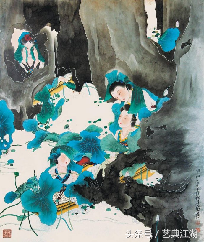 中国历代绘画大师长卷经典仕女图,国画大师的仕女图精品