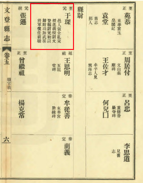 族史钩沉——胶东于门一族先尊仨于琛考辨