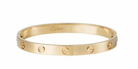 cartierlove系列宽版4钻玫瑰金手镯,cartierlove手镯戴法