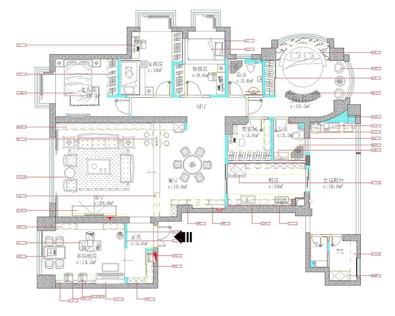 郑州市蓝堡湾装修,蓝堡湾159平装修