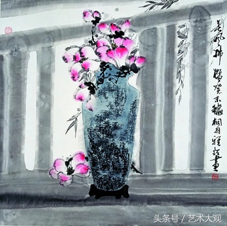 郭怡琮国画花卉作品欣赏图片,梁至淳国画花鸟作品欣赏