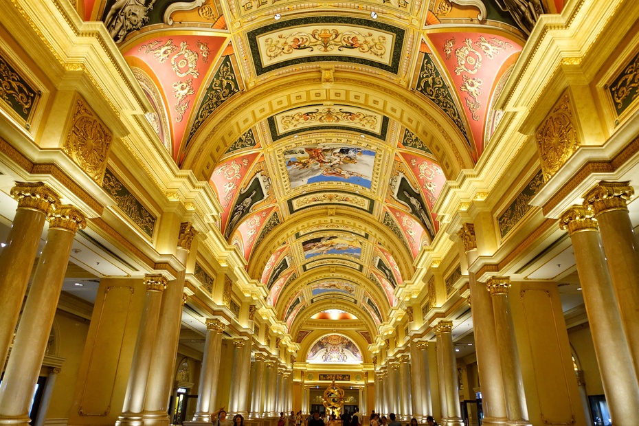 澳门威尼斯金碧光辉吗,澳门威尼斯人金碧光辉的大堂长廊