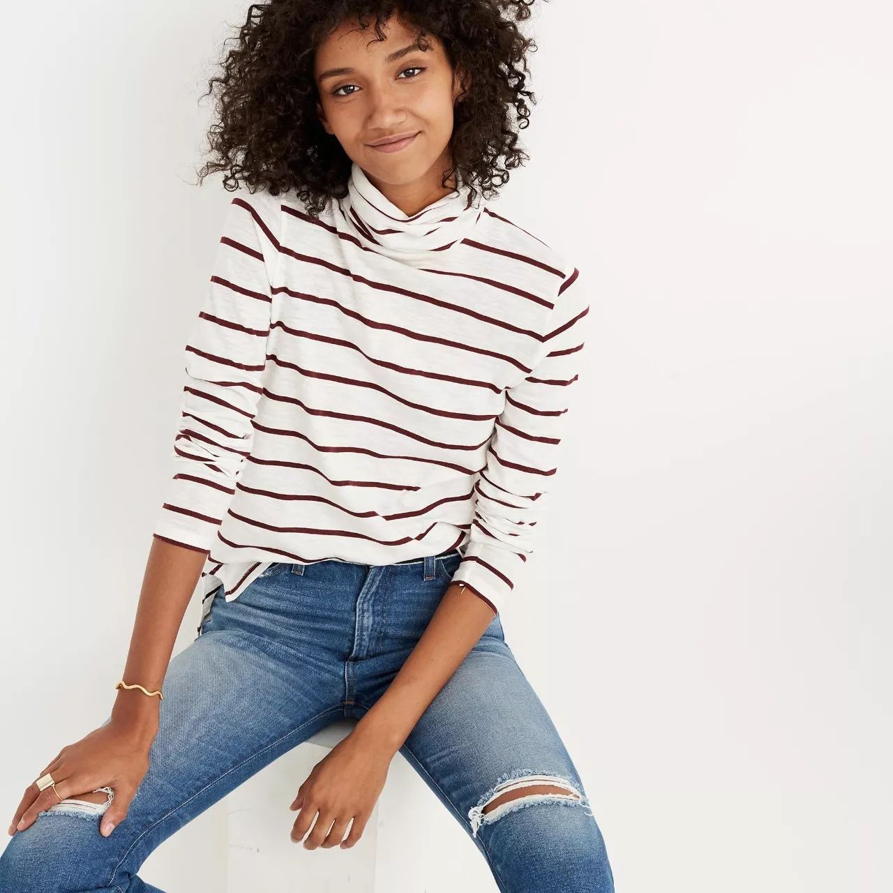 条纹毛衫怎么织好看,条纹大毛衣怎么搭配