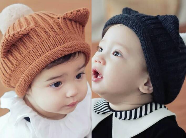 超级超级萌的宝宝帽,洋气超萌的女宝宝帽