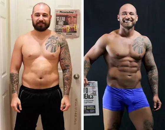 健美运动员停止健身一年后的样子,健美运动员减脂前后对比照