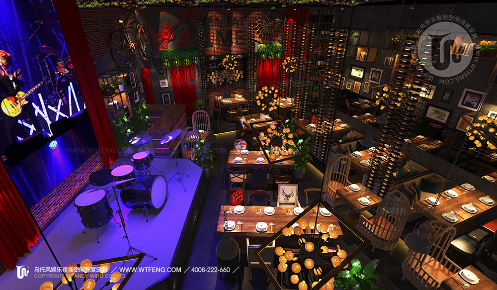 200平县城音乐餐吧设计,清吧音乐餐厅设计