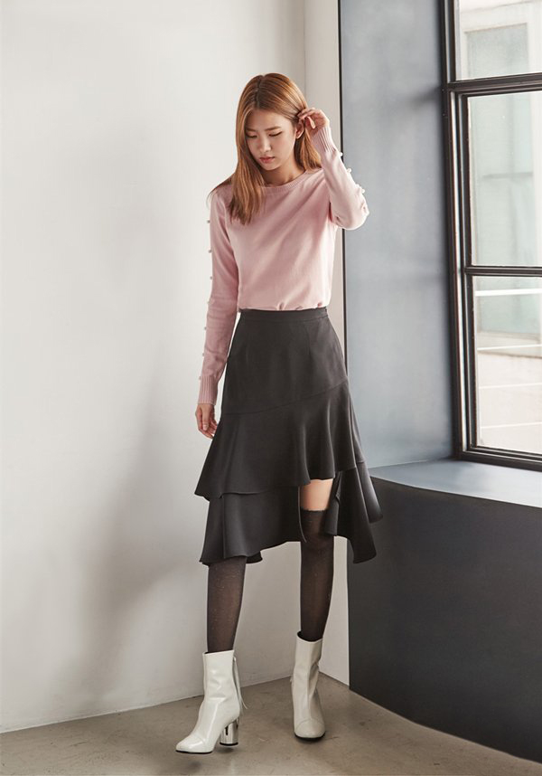 毛衣和裙子怎么搭配好看？韩国chic风秋冬毛衣配裙子示范