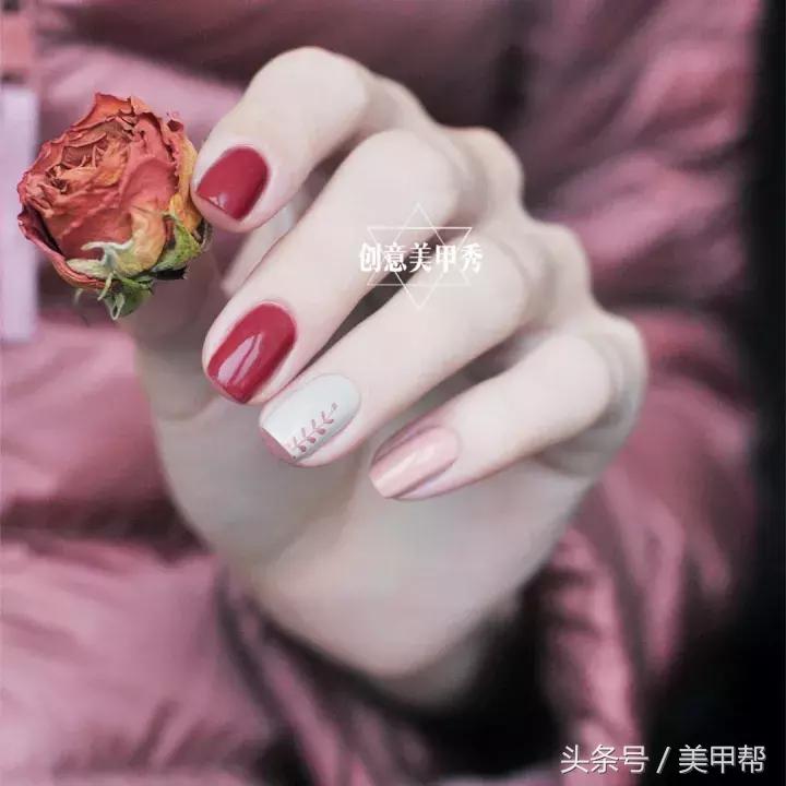 干美甲款式图片大全,蜜糖小姐美甲焦糖玫瑰色款式