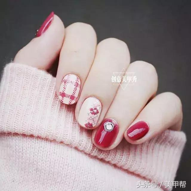 干美甲款式图片大全,蜜糖小姐美甲焦糖玫瑰色款式