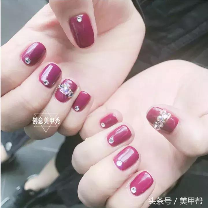 干美甲款式图片大全,蜜糖小姐美甲焦糖玫瑰色款式