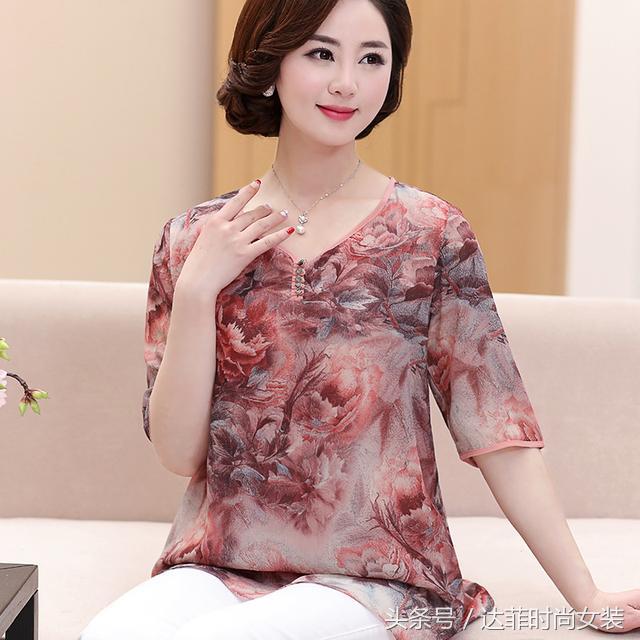 高档桑蚕丝中老年妈妈夏装,t恤高档桑蚕丝中老年妈妈夏装