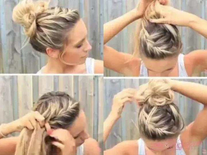 戴皇冠女童花苞头的扎法教程,元气少女花苞头怎么扎短发