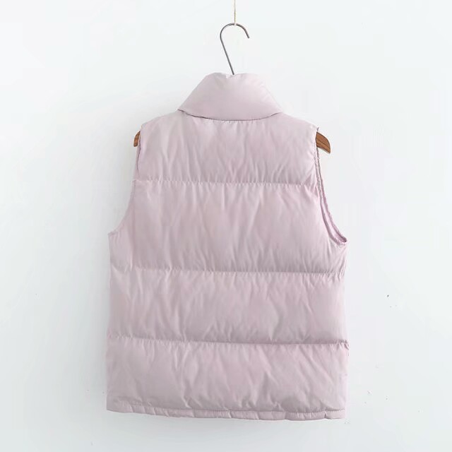 立领大口袋白羽绒马甲,立领双口袋羽绒马甲