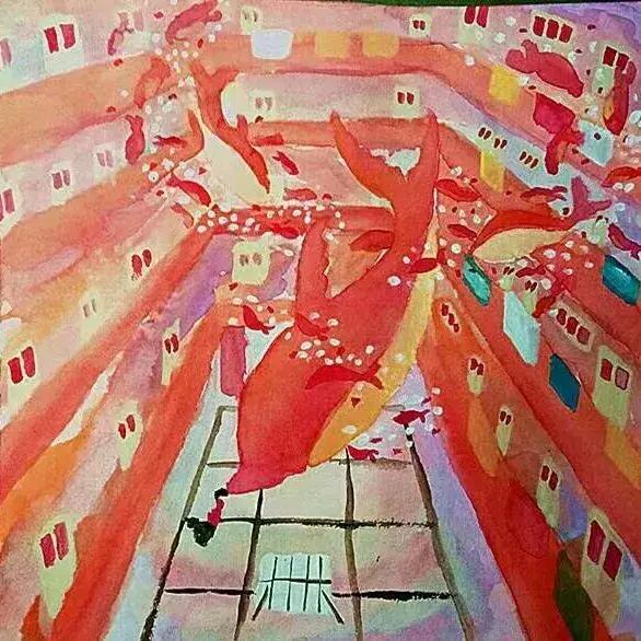 历城二中文化墙,手绘二年级作品