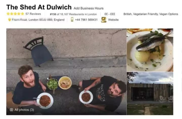 把自家破后院谎称为高级餐厅，7个月做到伦敦餐厅NO.1