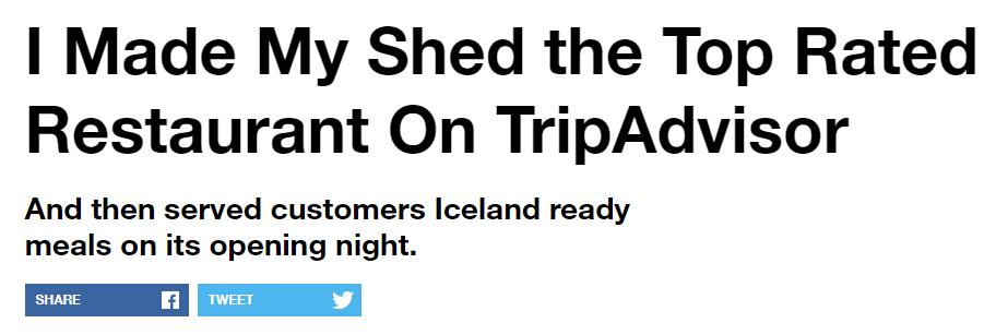 把自家破后院谎称为高级餐厅，7个月做到伦敦餐厅NO.1