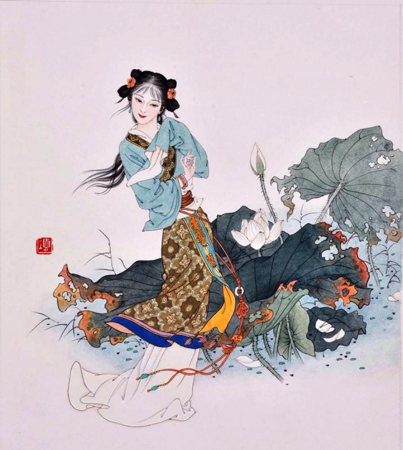 项维仁人物线描画稿,项维仁线描仕女新作集萃