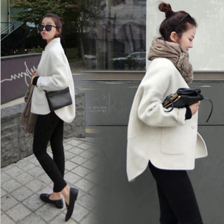 时尚减龄款双面羊毛外套,100%羊毛双面呢短款外套