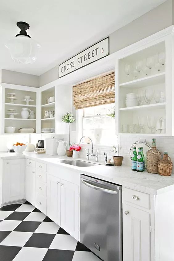 法式黑白瓷砖,奶白色瓷砖法式风格