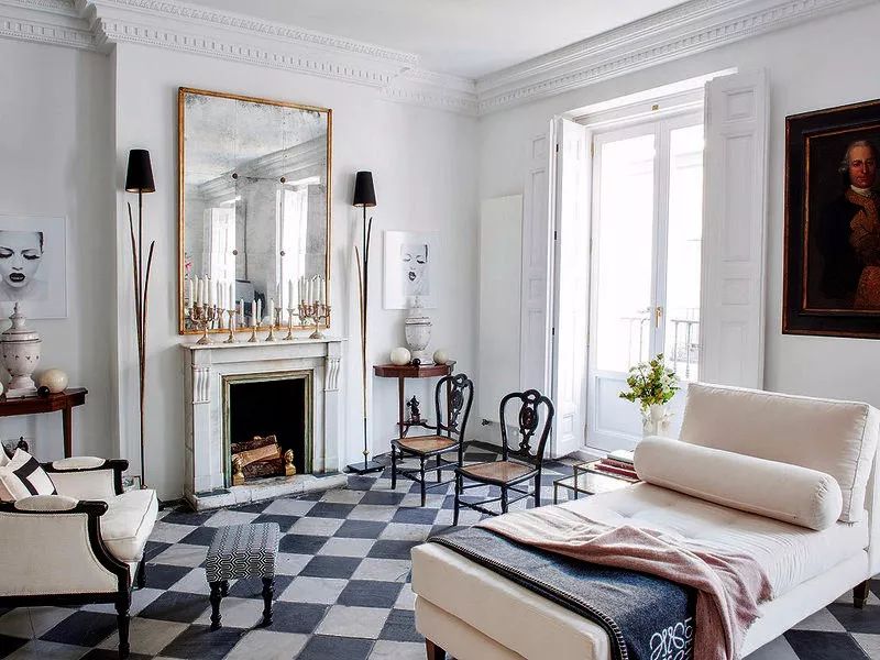 法式黑白瓷砖,奶白色瓷砖法式风格