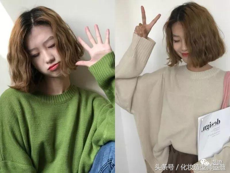 发型韩式中长马尾,头发细软的中短发型烫发教程