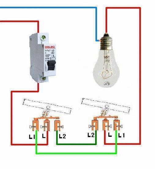 单控三控开关接线图实物图,电工单开四控接线方法