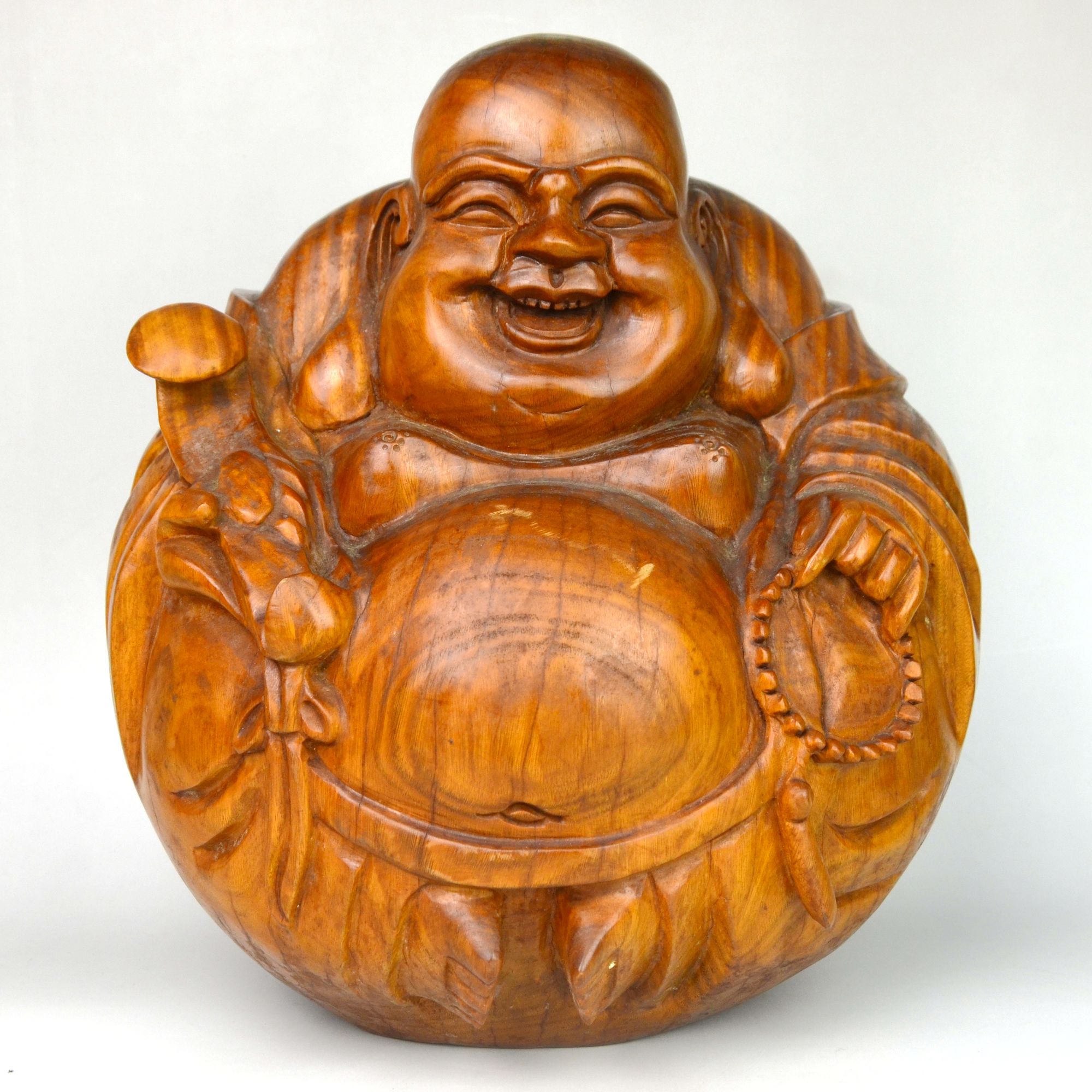 檀木雕刻手把件,檀木雕刻财神