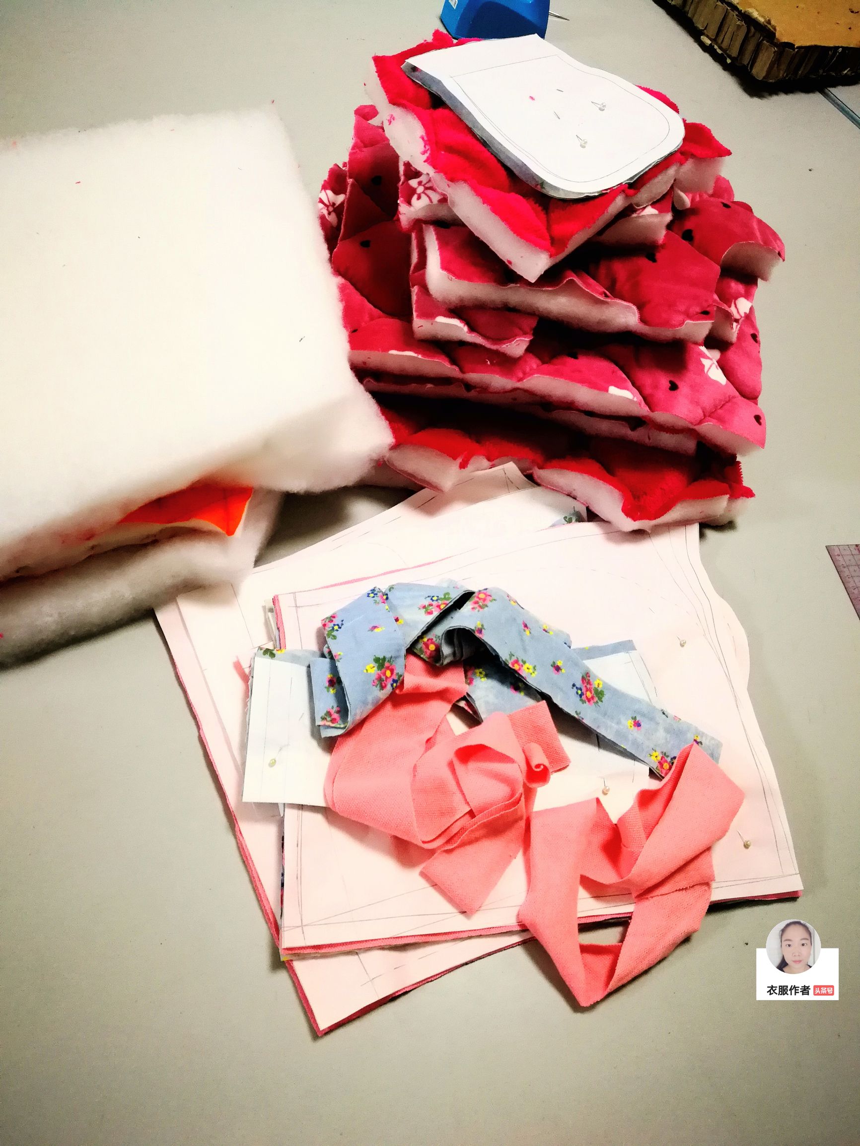 宝宝棉衣半成品裁片,三个宝宝连体棉衣裁剪教程完整版