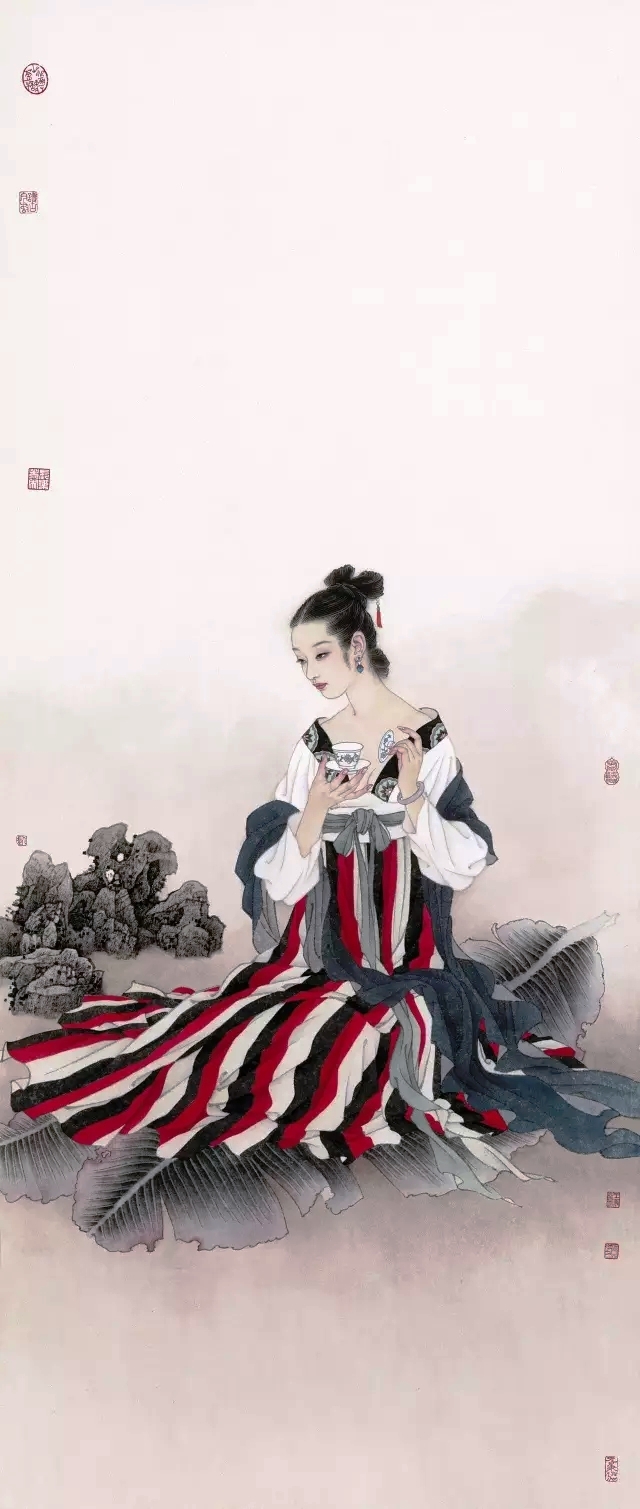 国画名家杨淑涛工笔仕女画欣赏,赵国经工笔仕女画作品欣赏