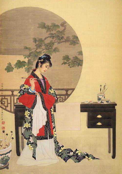 国画名家杨淑涛工笔仕女画欣赏,赵国经工笔仕女画作品欣赏