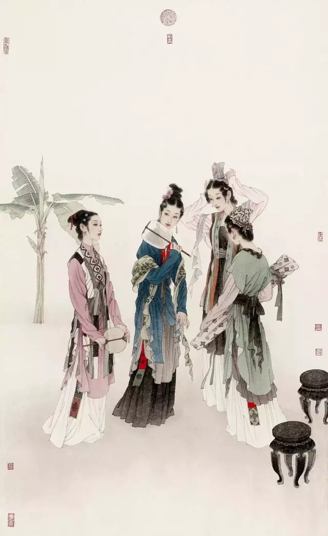 国画名家杨淑涛工笔仕女画欣赏,赵国经工笔仕女画作品欣赏