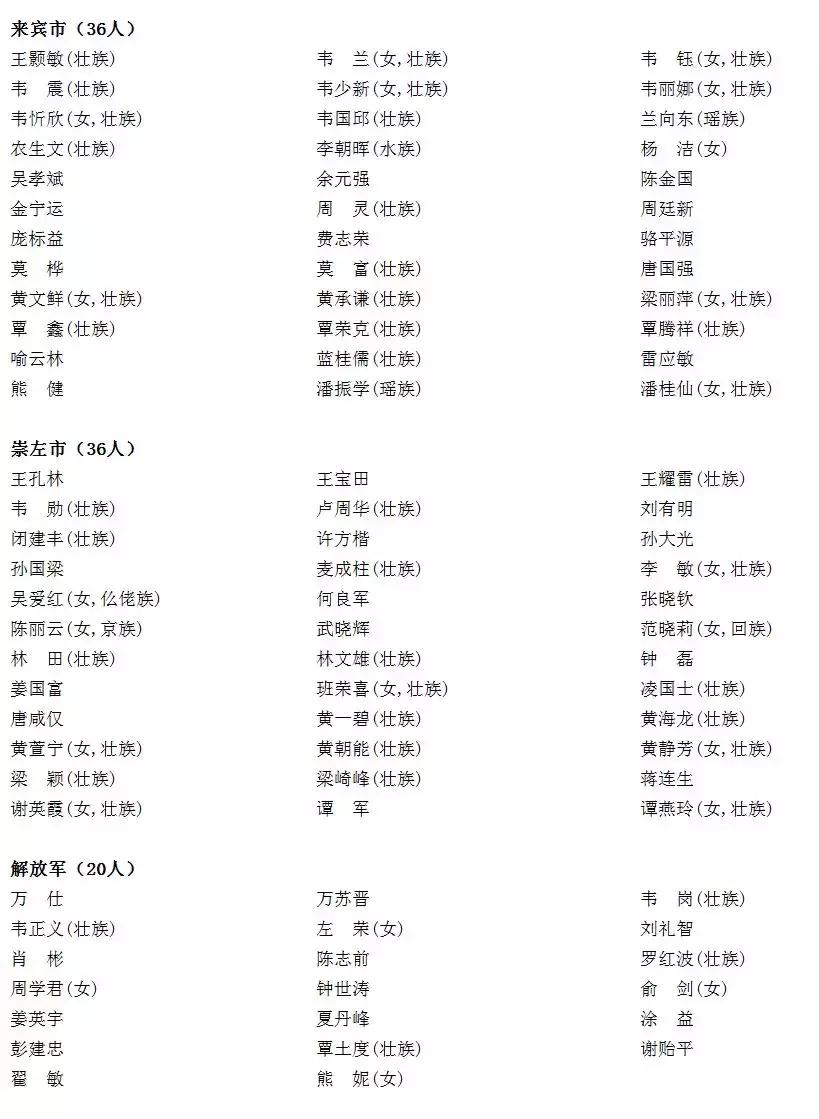 广西新一届全国人大代表完整名单,广西审计厅人事任免人员调任公示