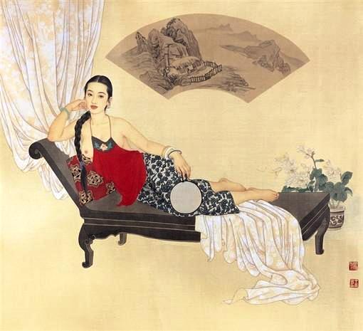 国画名家杨淑涛工笔仕女画欣赏,赵国经工笔仕女画作品欣赏