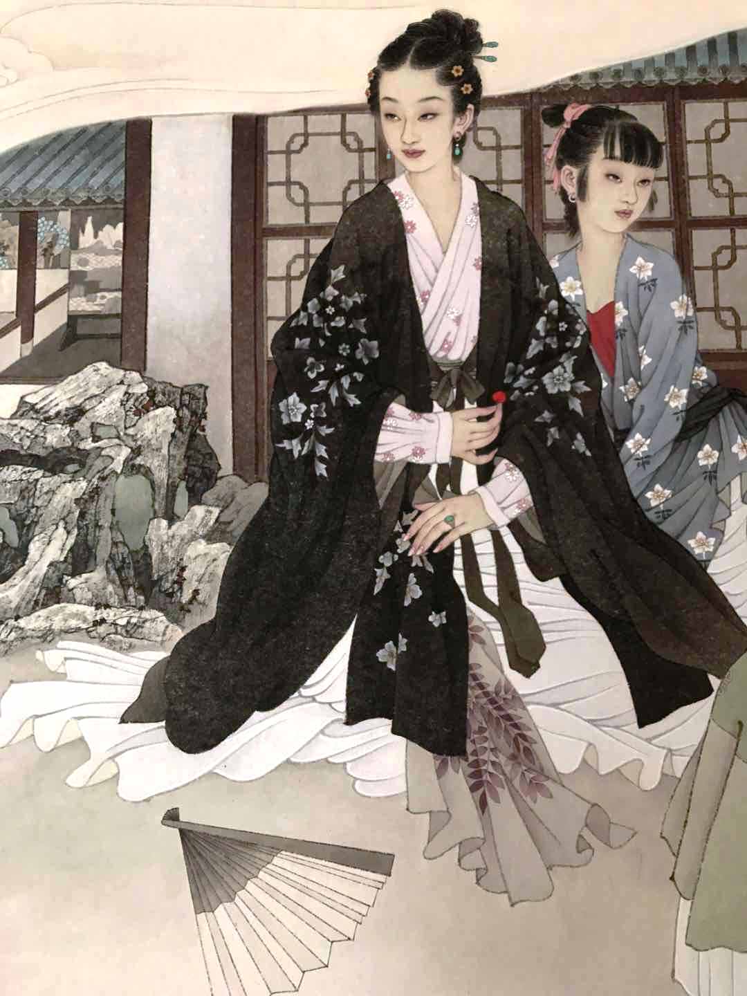 国画名家杨淑涛工笔仕女画欣赏,赵国经工笔仕女画作品欣赏