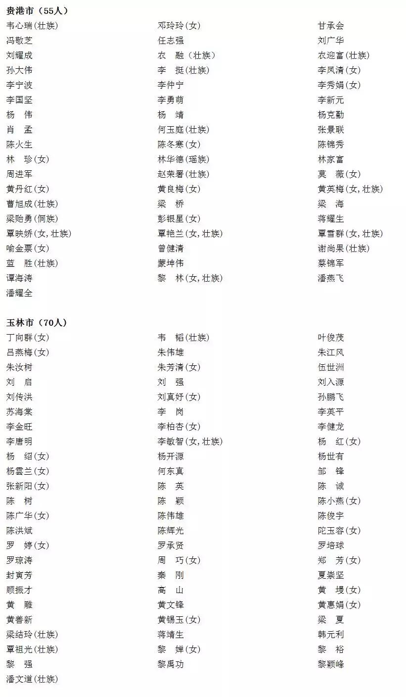 广西新一届全国人大代表完整名单,广西审计厅人事任免人员调任公示