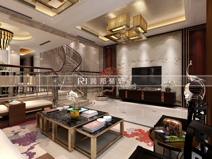 天鹅湖凡山新中式,天鹅湖印象133平装修效果图