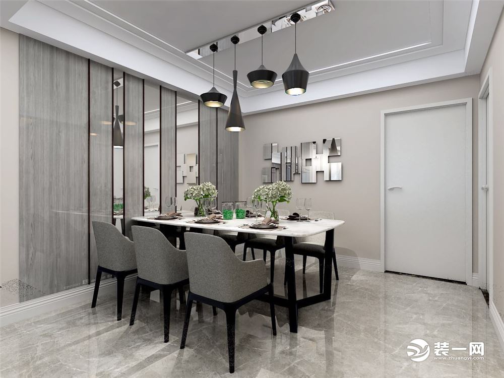 餐厅镜子能扩大空间！青岛鲁润静园143平案例，现代硬装造价11万