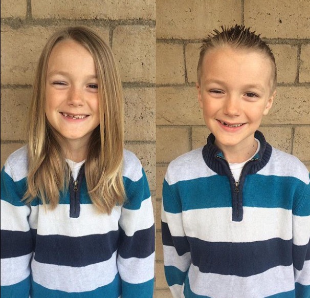 留头发捐给癌症患者的小男孩,小孩留长发捐赠给癌症患者