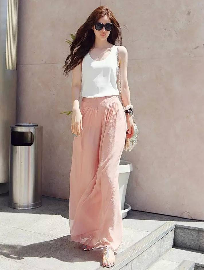 裙裤阔腿裤夏季搭配,阔腿裤穿搭时尚女装图片夏季