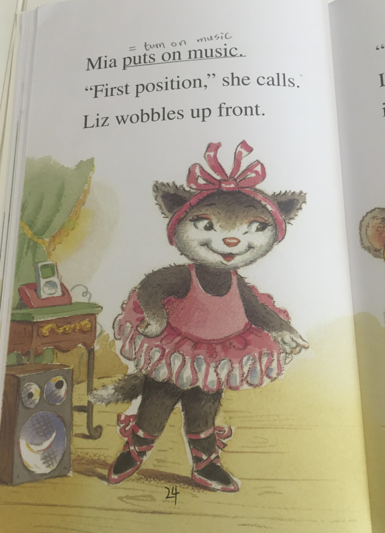跟小猫Mia绘本学跳舞相关的英文，服装、舞蹈动作应有尽有